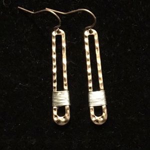 1/2” HAMMERED GOLD EARRINGS WRAPPED SILVER WIRE